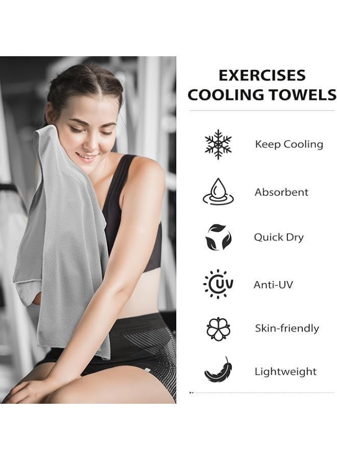 Al Kanzi 2Pcs Cooling Towel Quick Dry Instant Cool, Towel for Sports Running Yoga Fitness Cycling, Soft Breathable Microfiber Towel 30x100cm (Multicolour) - Image 3